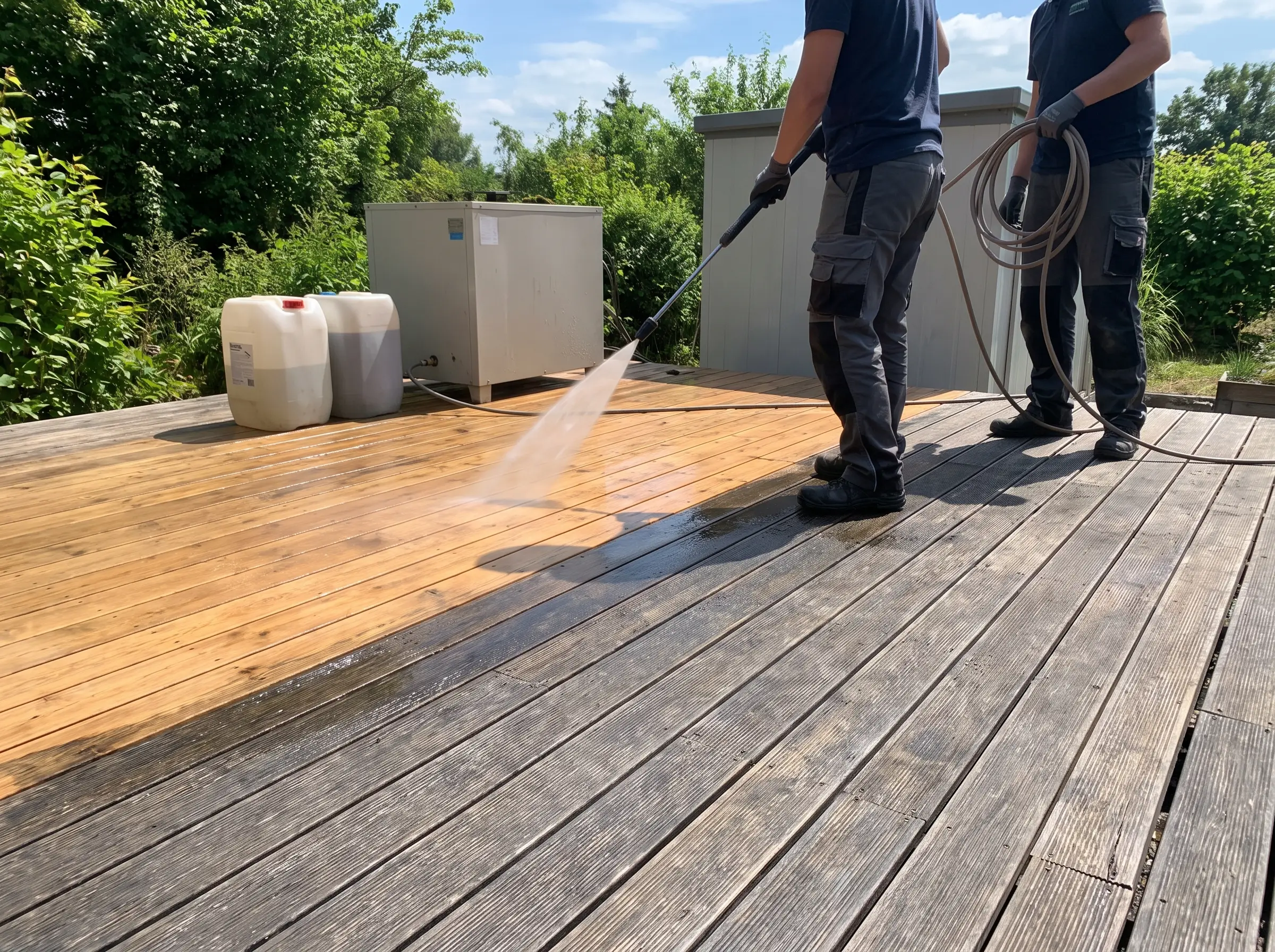 Freshly pressure washed home exterior