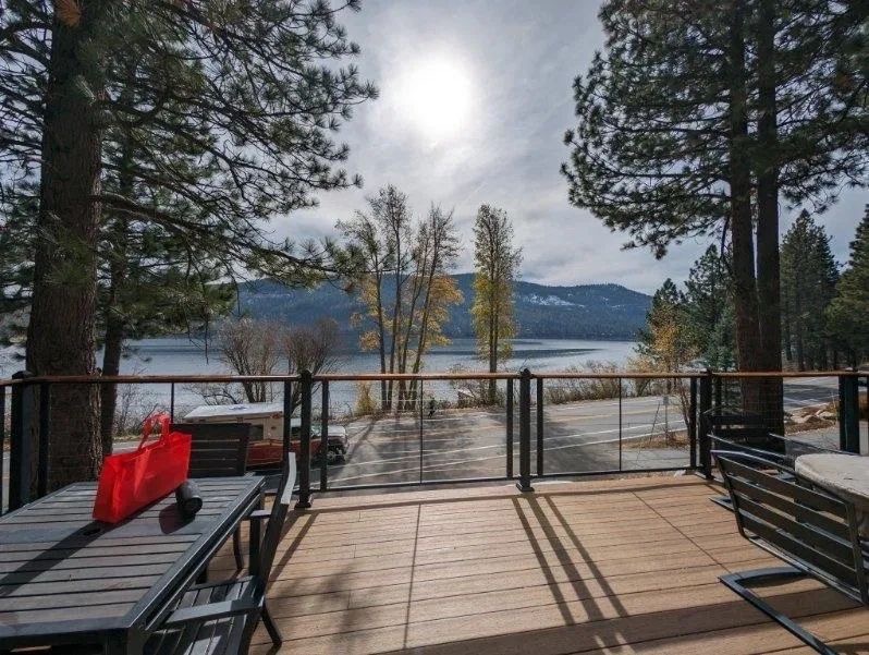 Freshly cleaned deck and home exterior overlooking the lake near Reno