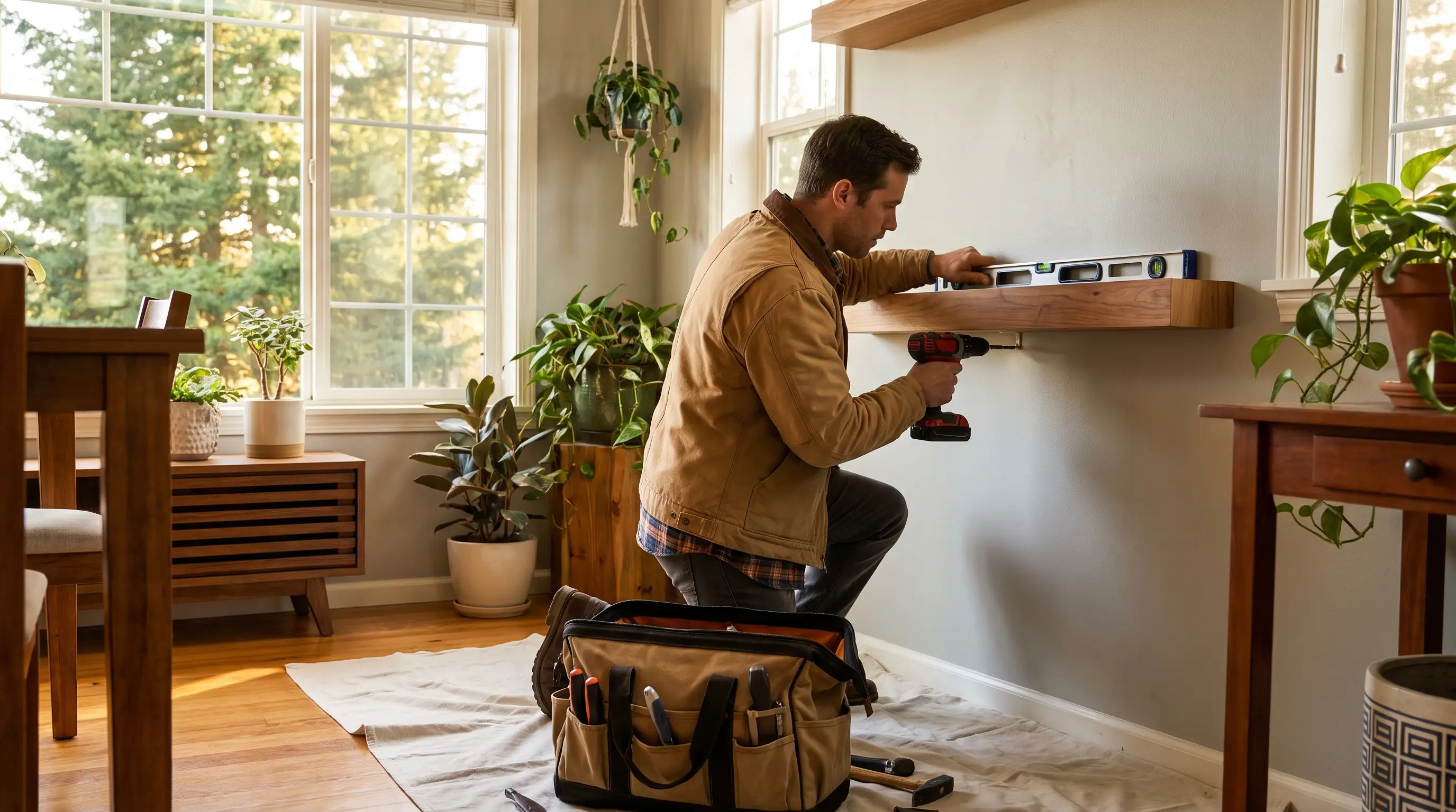 Handyman working through a home repair list