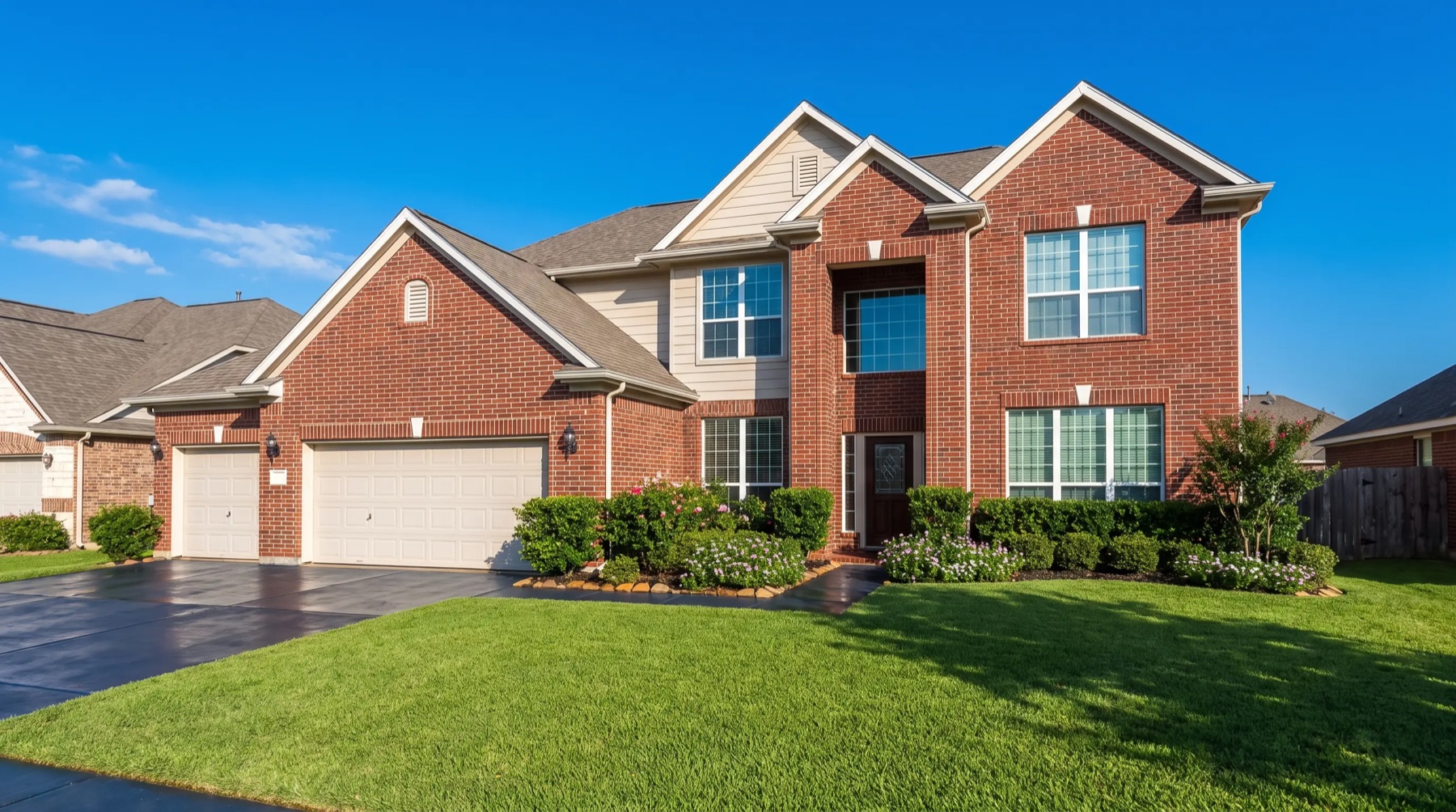 Clean brick home exterior after exterior cleaning