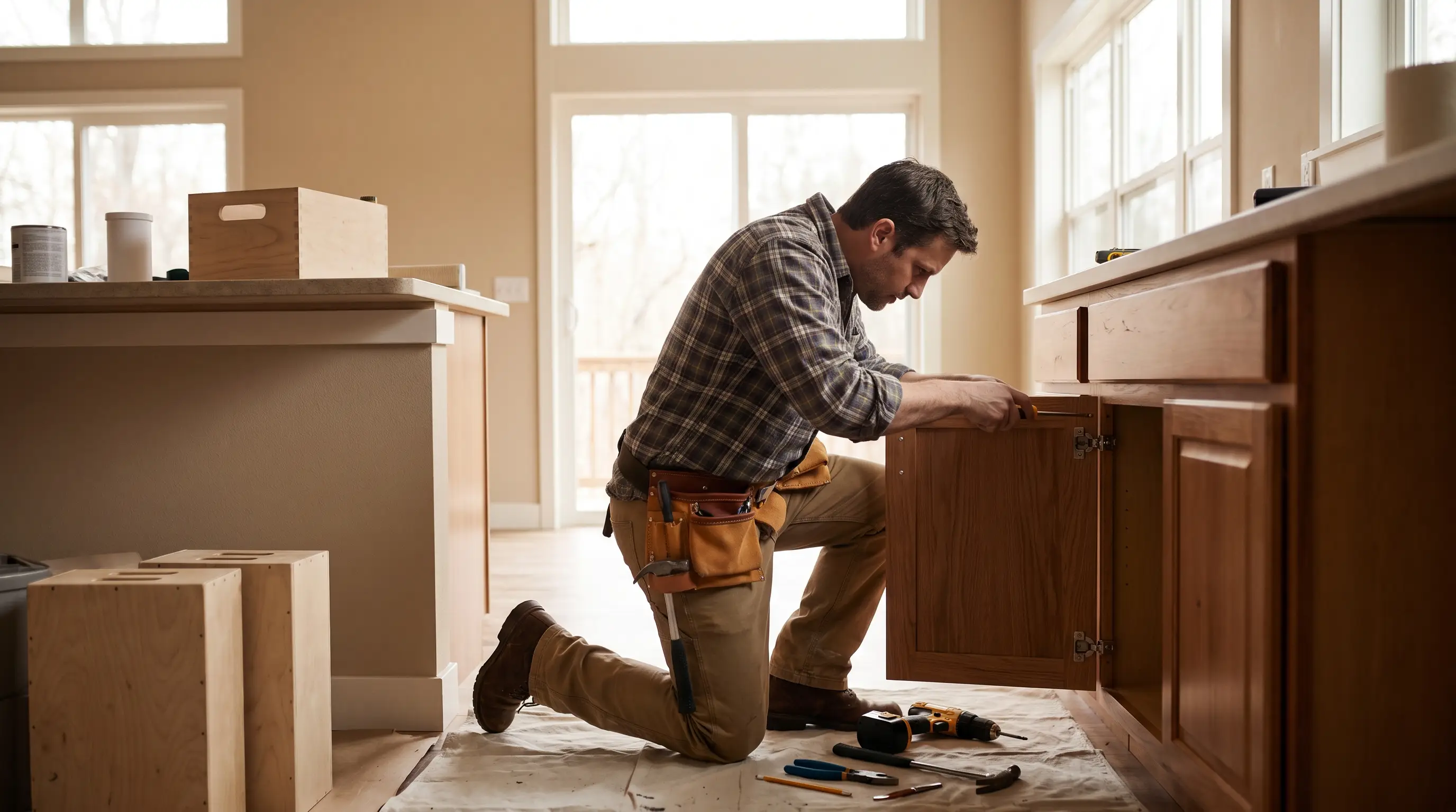 Handyman at work on a home repair job