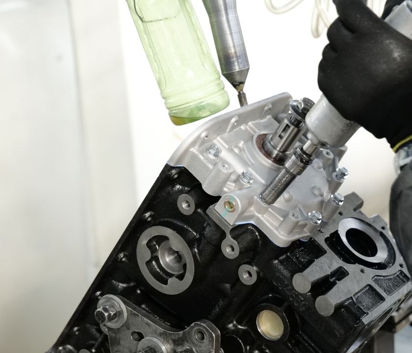 Closeup of a gearbox repair