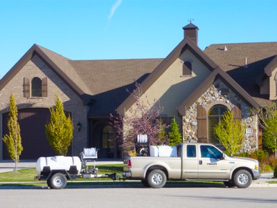 Service truck at a residential home