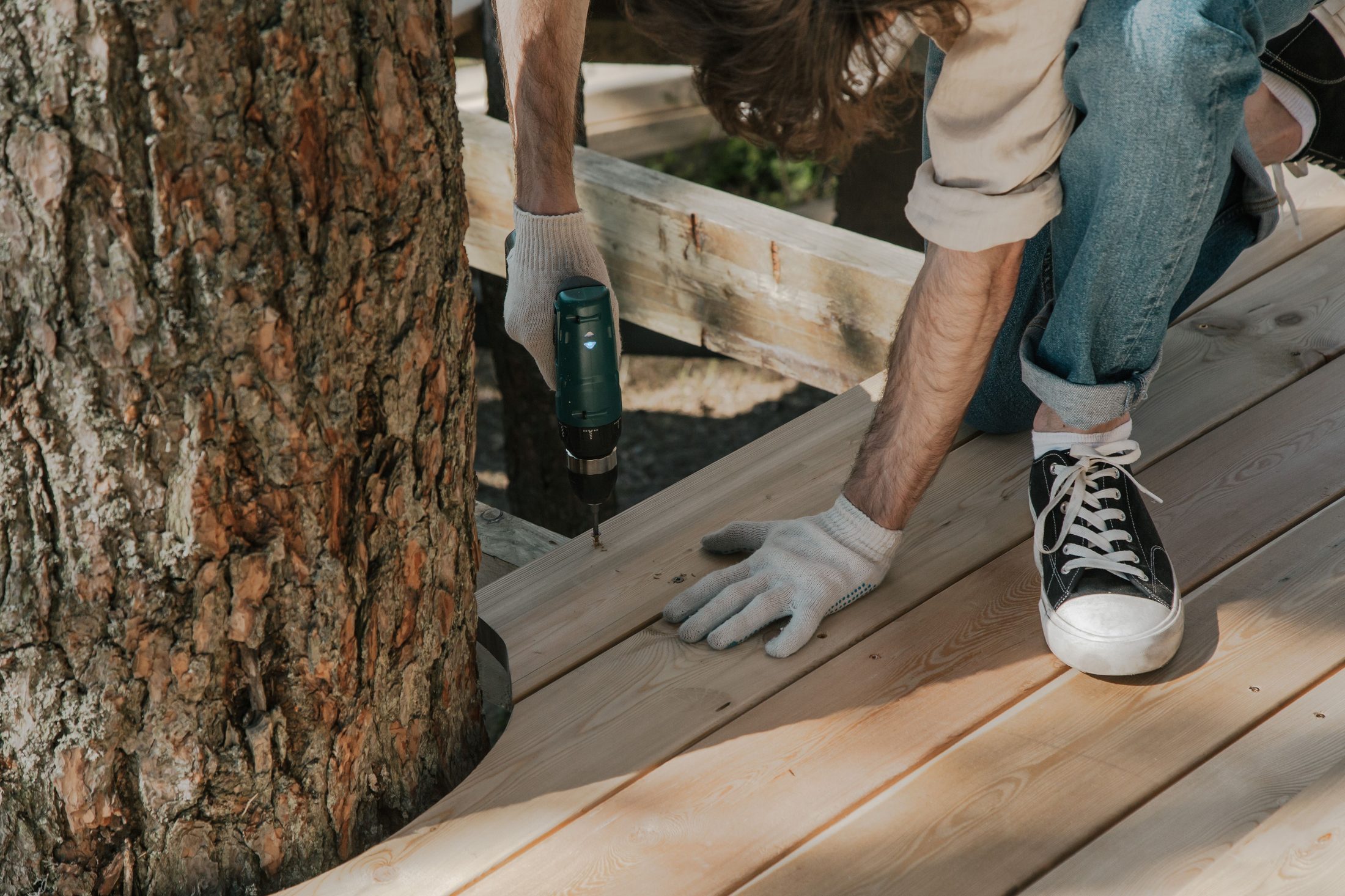 Deck building crew on a jobsite