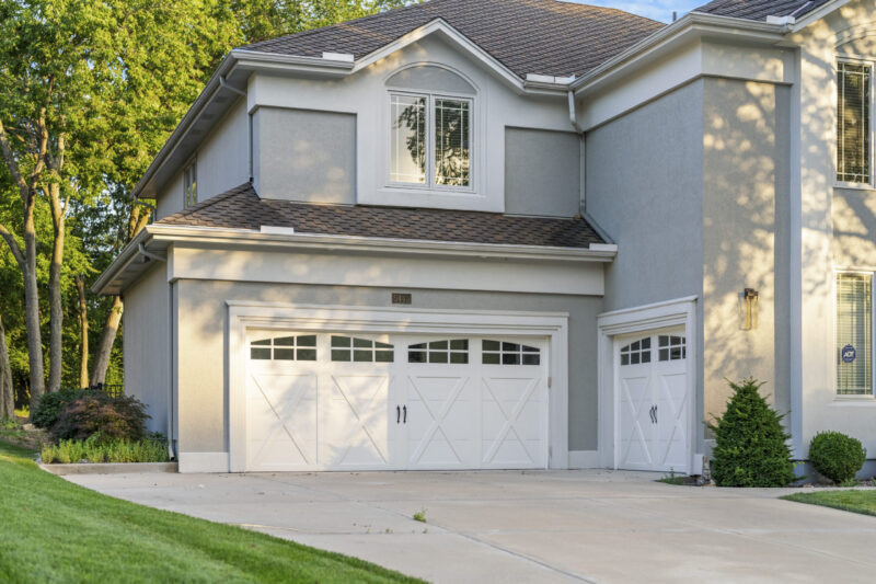 Newly installed residential garage door