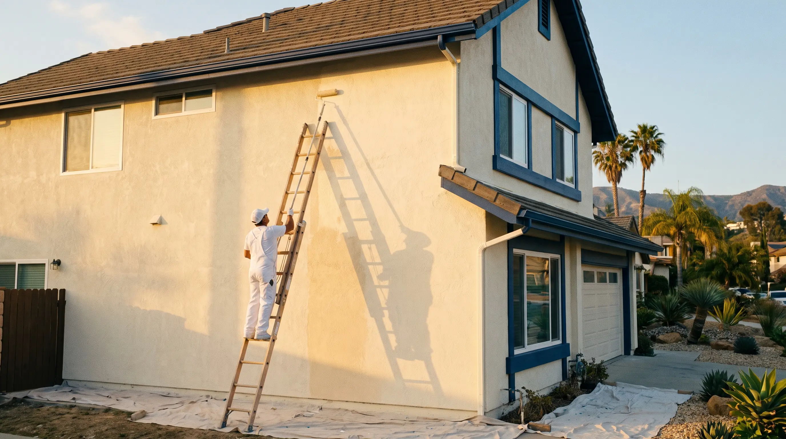 RPainter crew painting a home exterior in Corona, CA