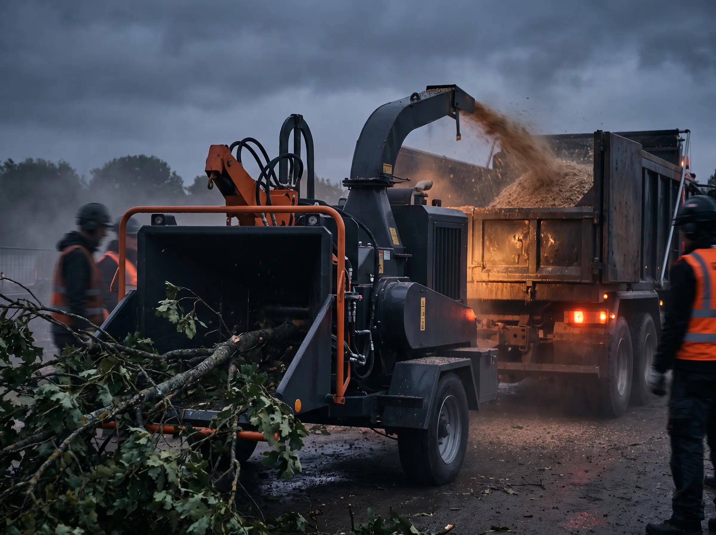 Chipping storm debris