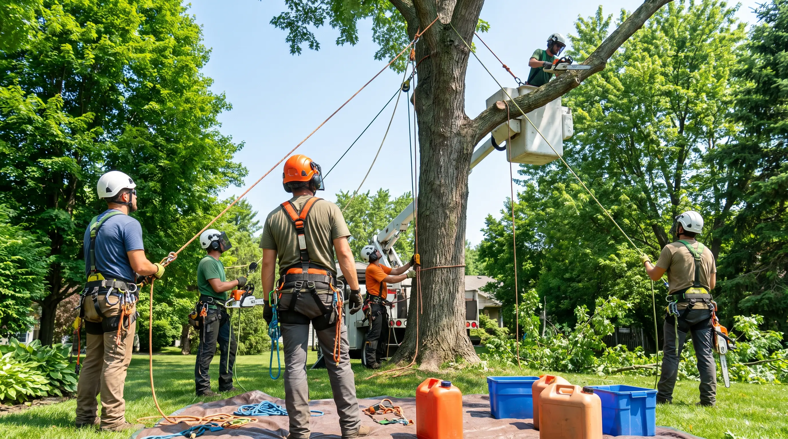 Tree crew removing a large tree