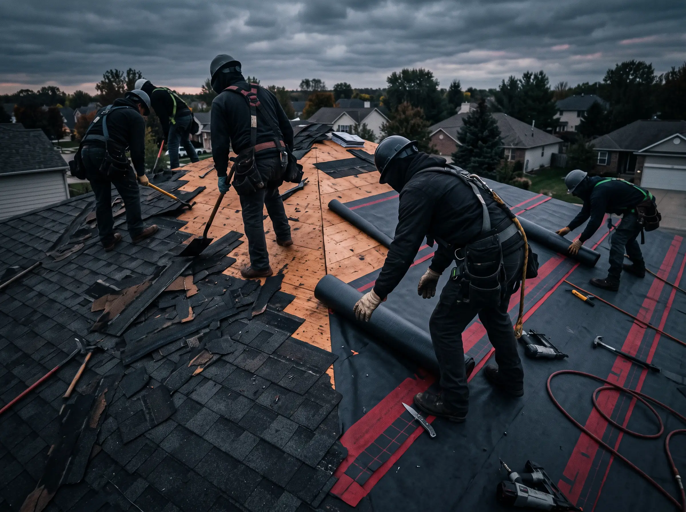 Roof repair in progress
