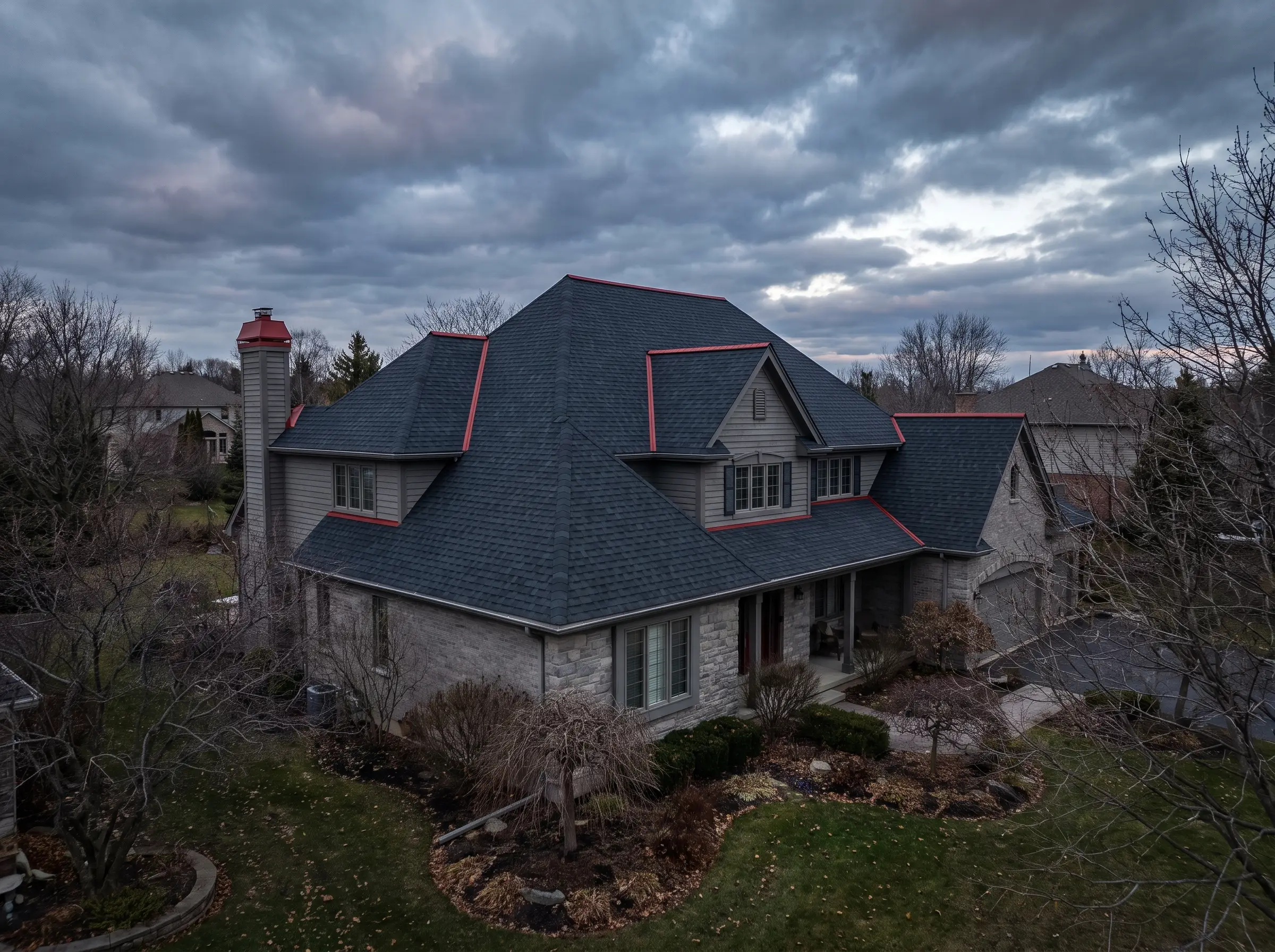 Finished residential roof
