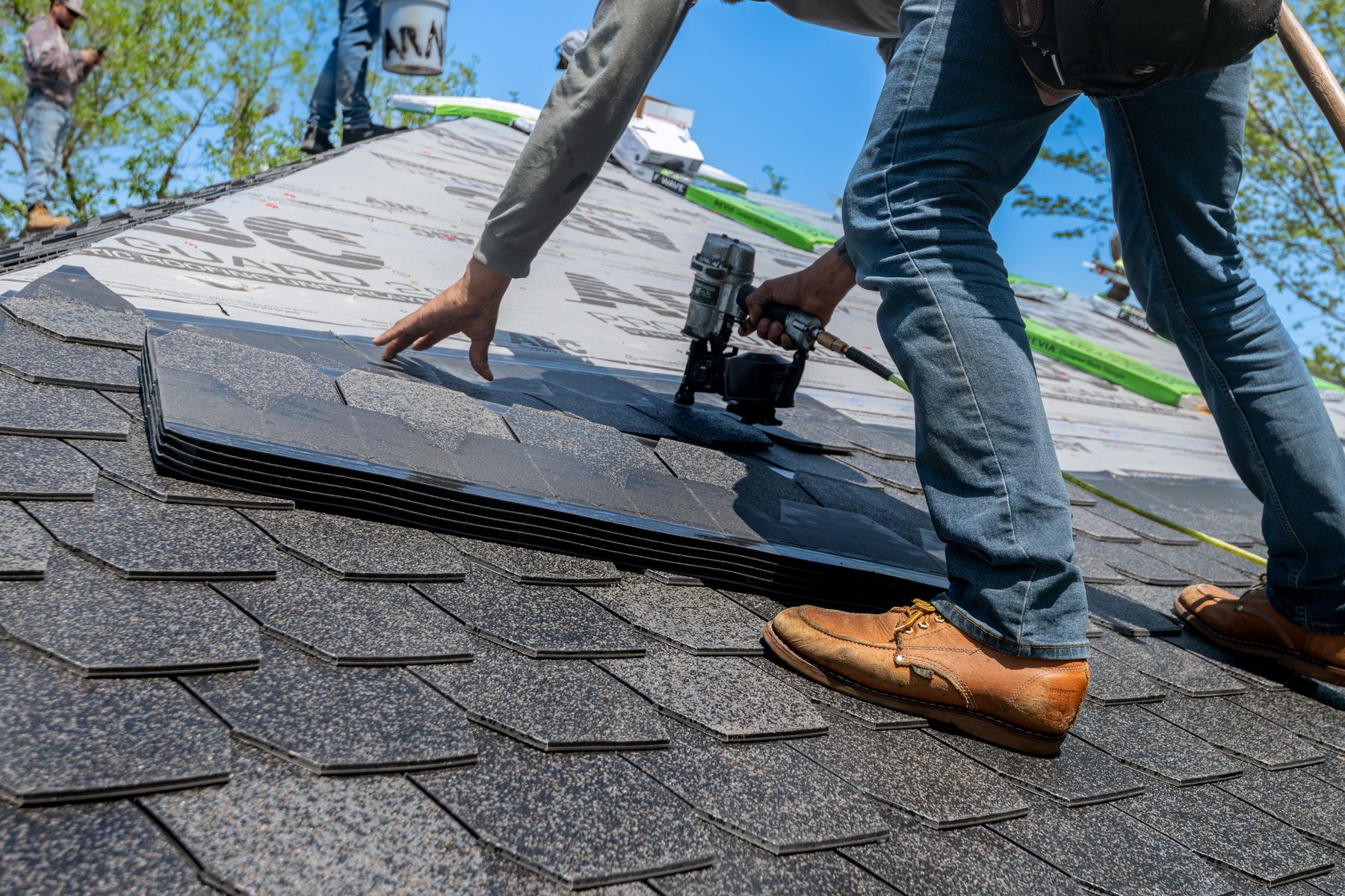 Shingle installation close-up