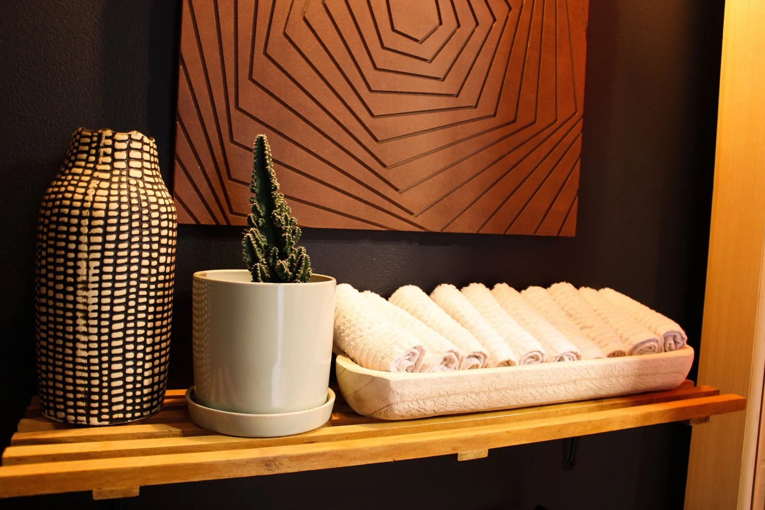 Detail of the infrared sauna interior