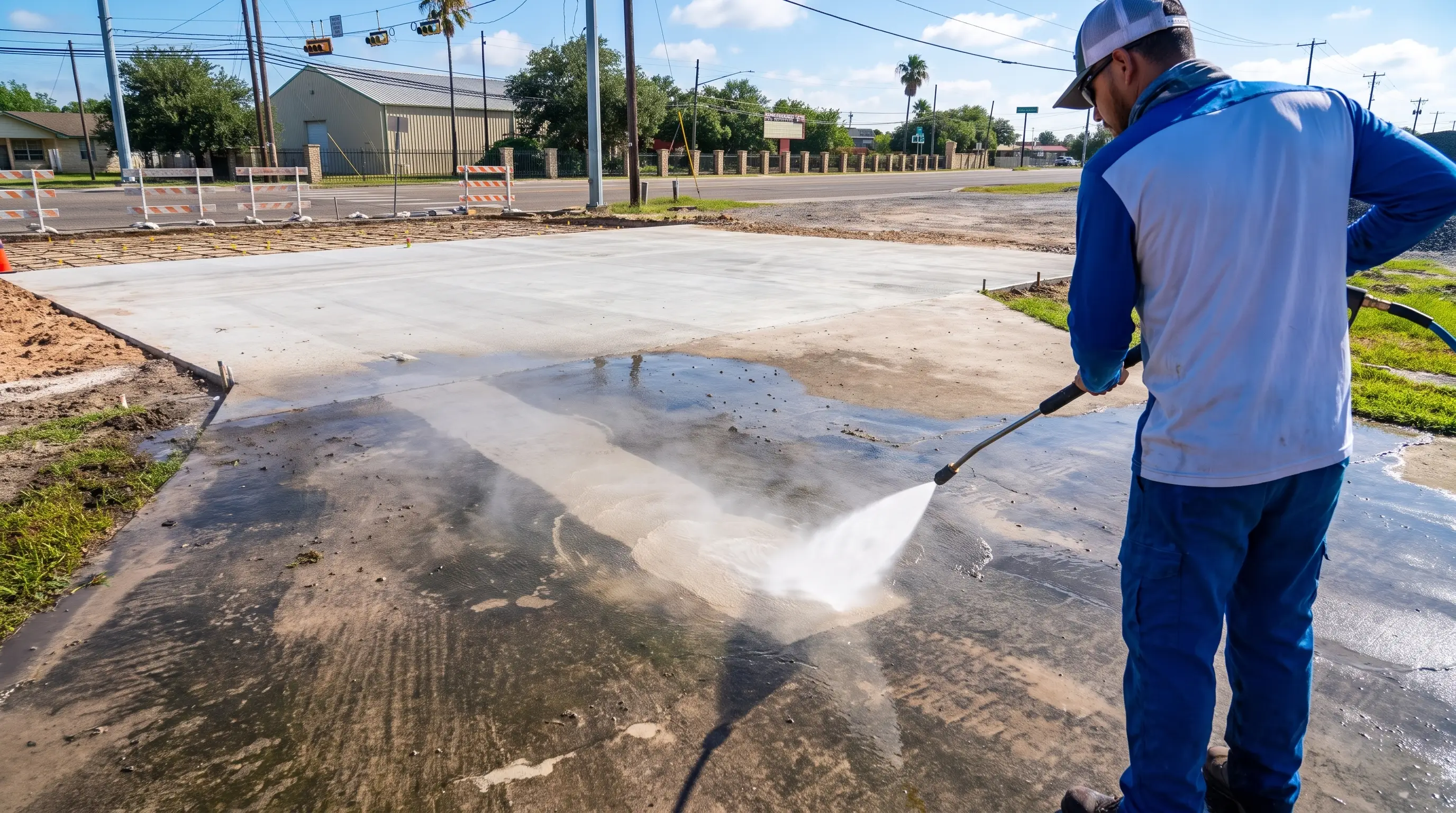 Pressure washing crew on the job