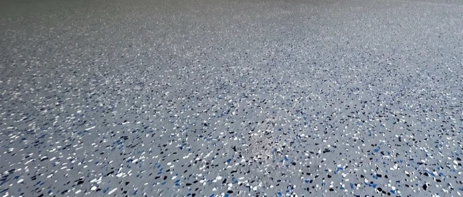 Commercial floor coating project, close-up finish