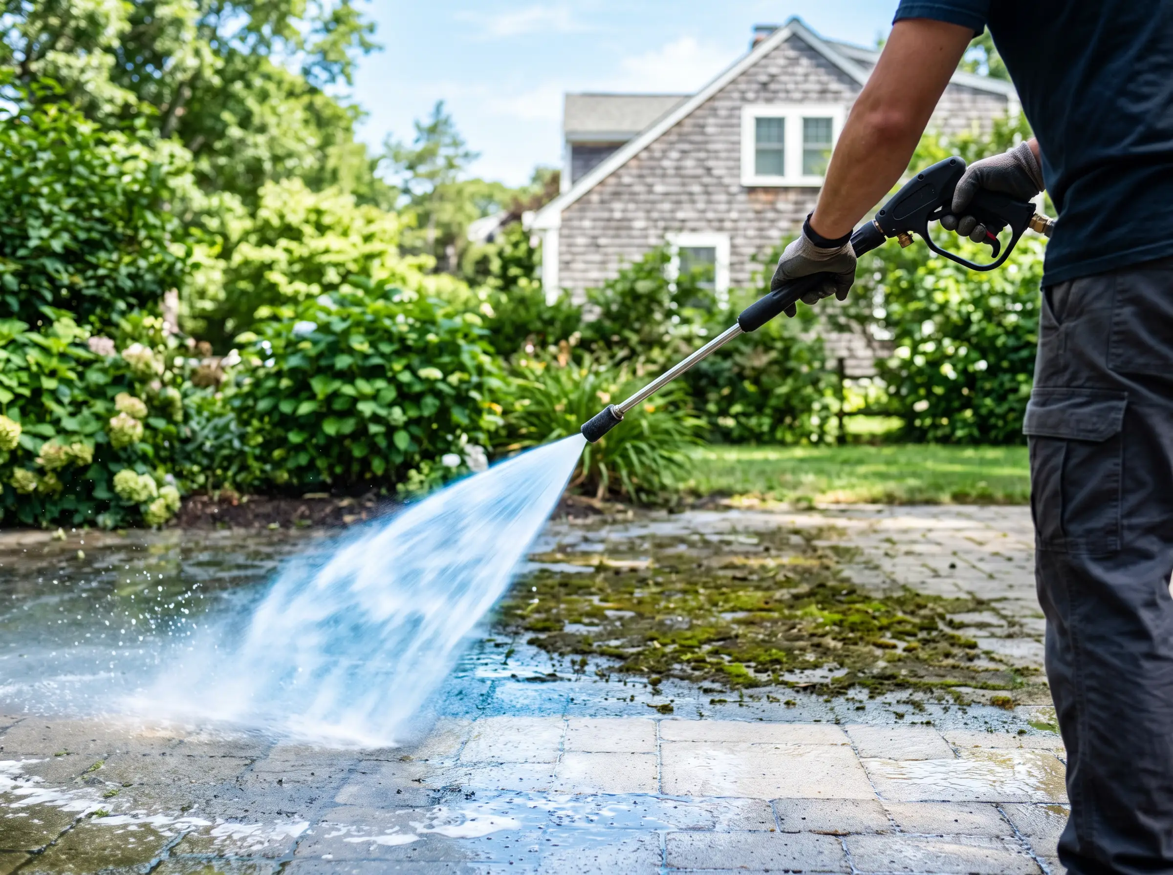 Concrete driveway cleaning and sealing