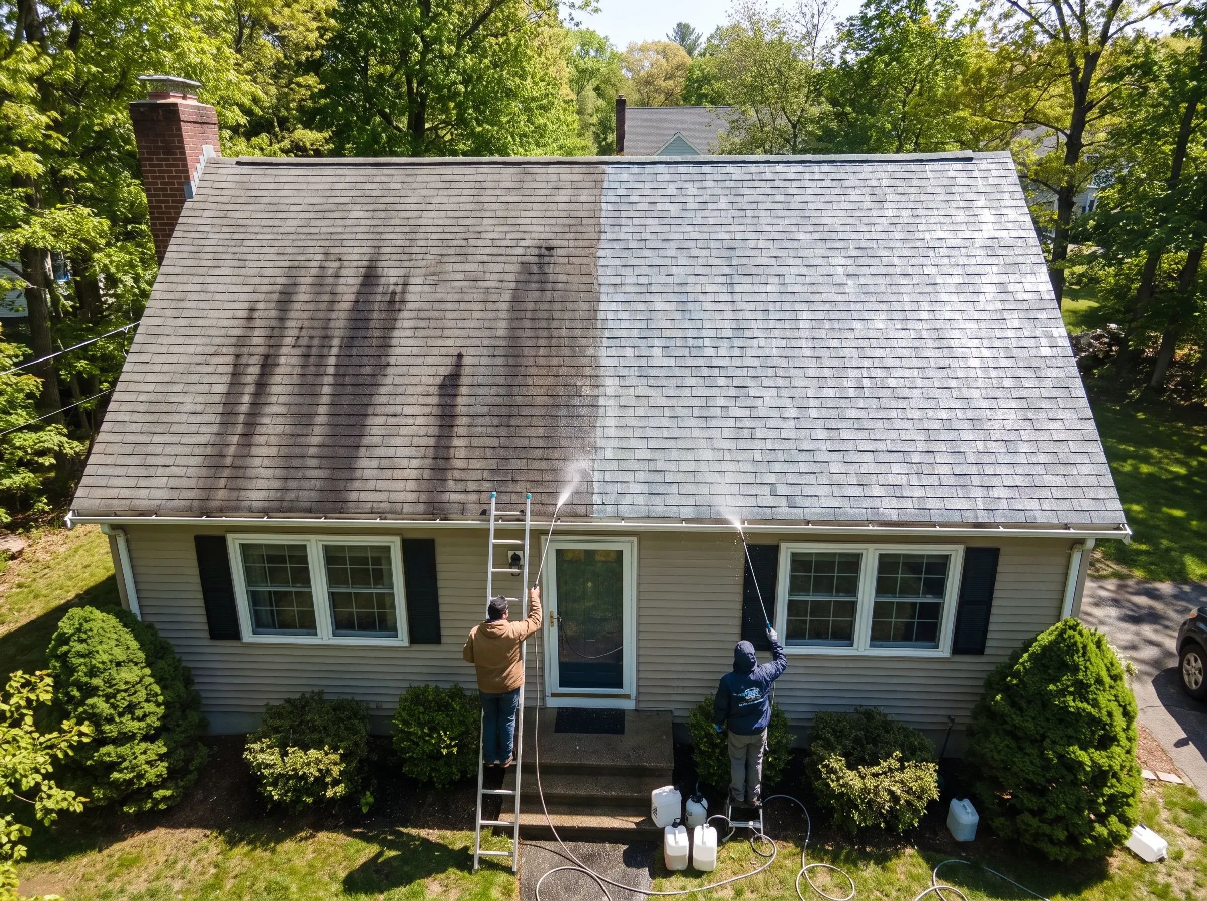 Soft washing a house exterior
