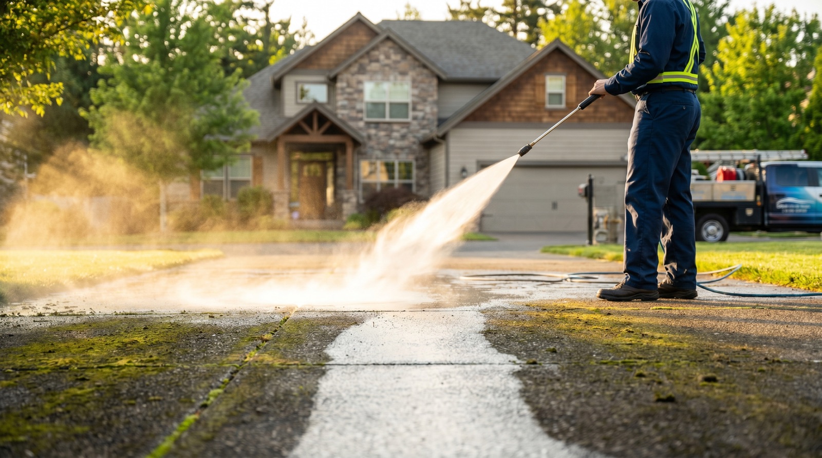 Pressure washing crew on the job