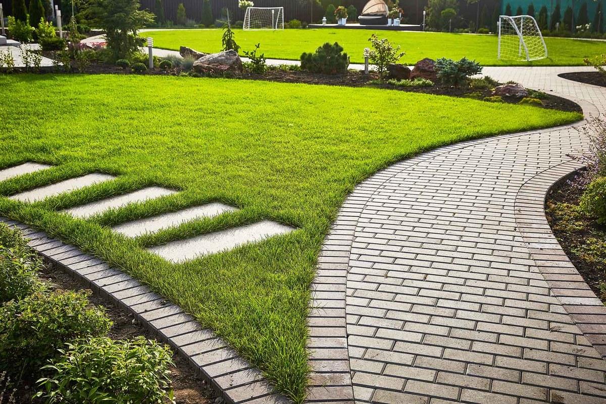 Mowed and edged lawn