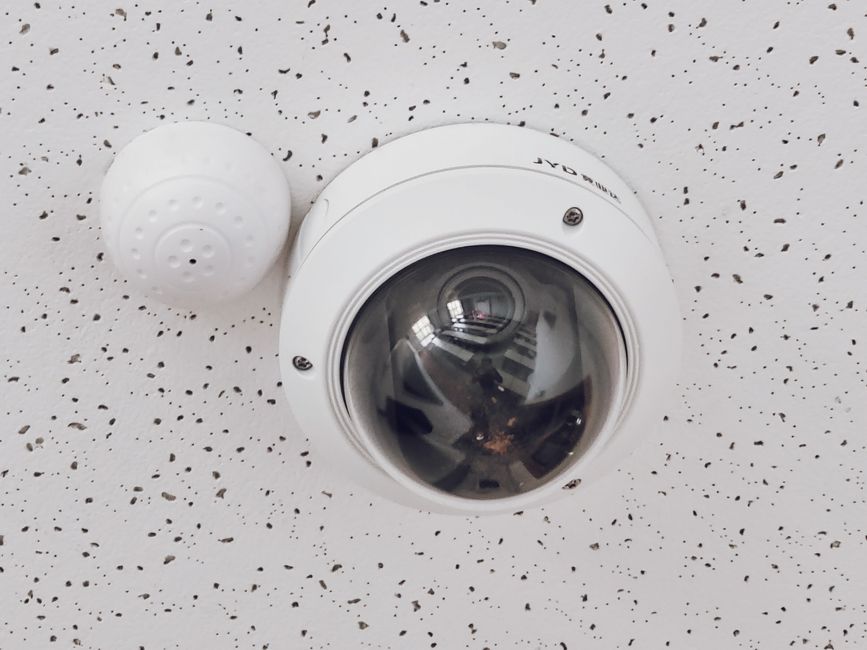 Security camera mounted and wired