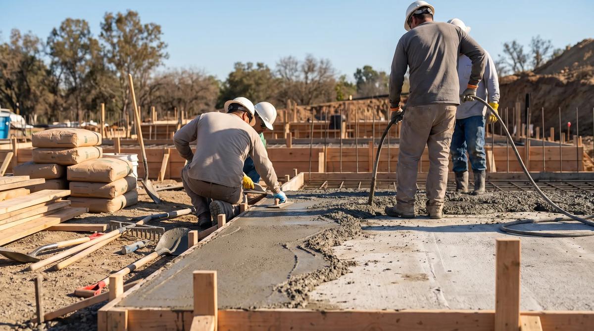 Formed and reinforced concrete slab ready to pour