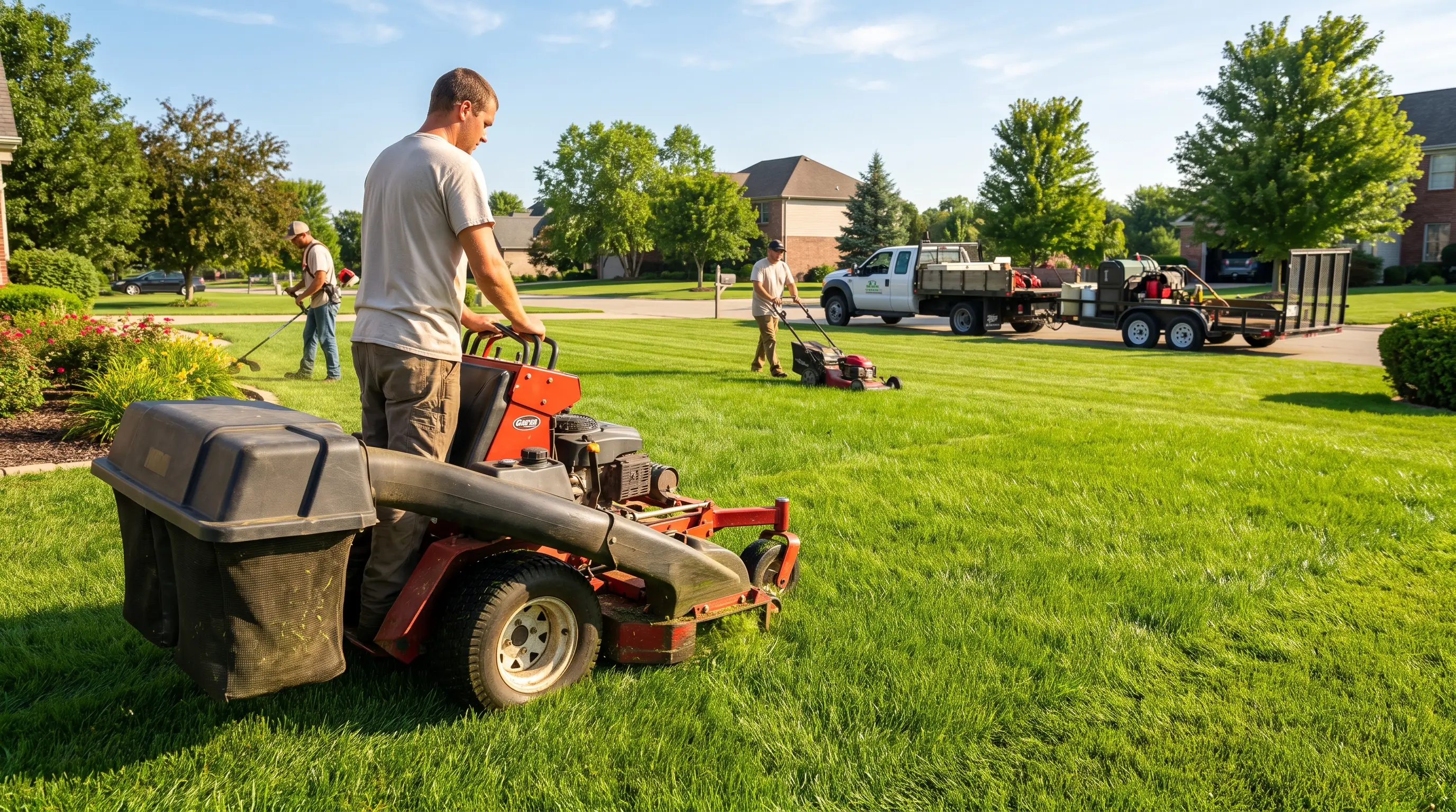 Lawn care crew on a jobsite